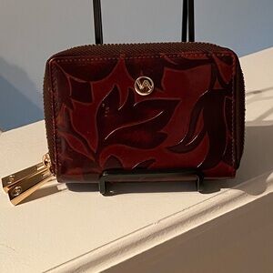 Valentina Made in Italy Tooled Leather Zip Around wallet EUC